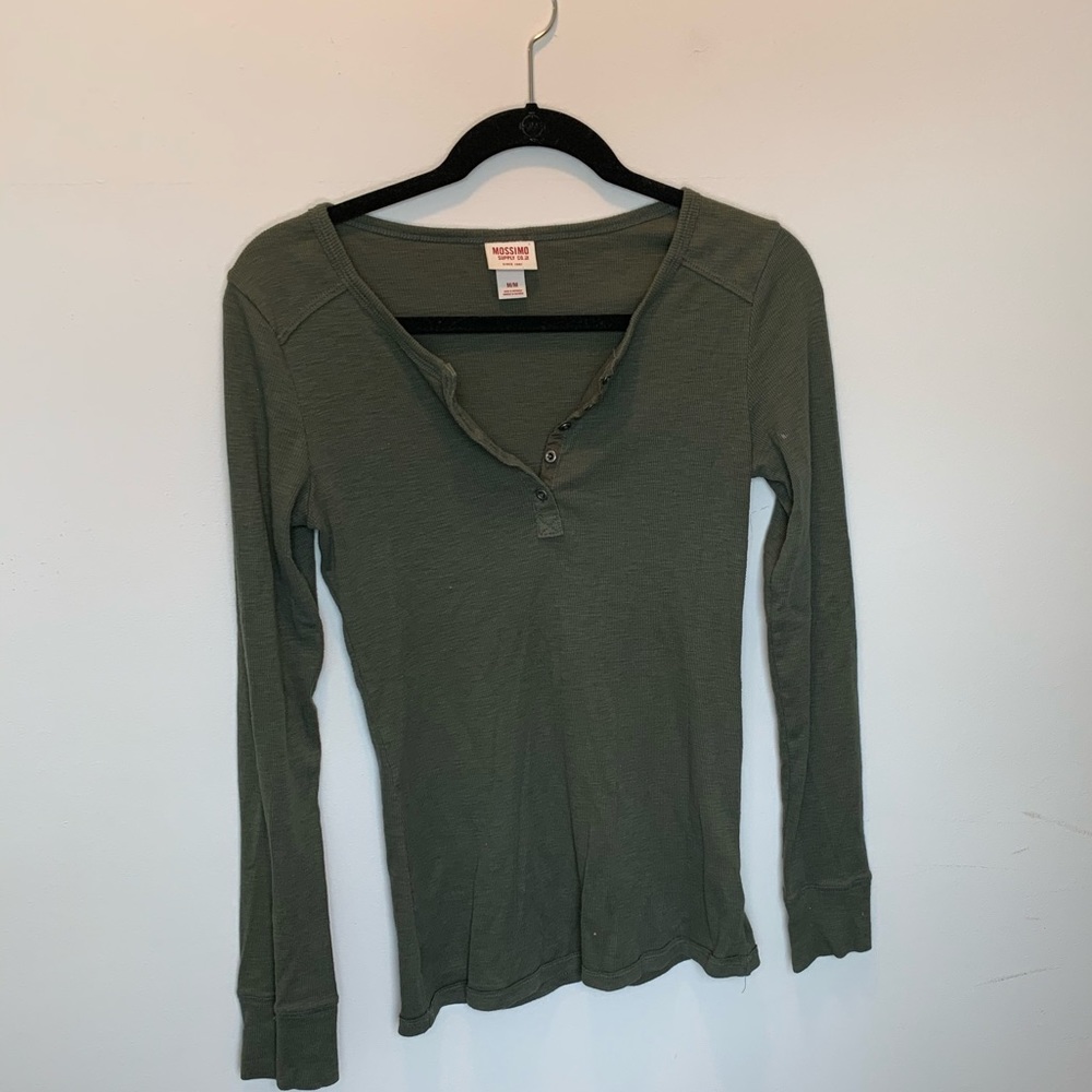 Olive green waffle knit long sleeve